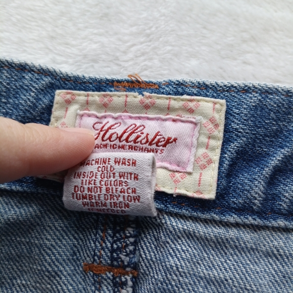 Hollister size 7 32 waist denim y2k Frayed Hem Blue Mini Skirt button front - Picture 4 of 9